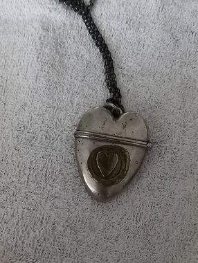 Heart Locket Pendant Necklace - Silver and Gold Tone